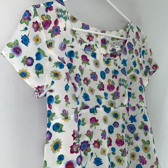Vintage 90s Y2K Rampage Summer Floral Mini Dress Babydoll Feminine Empire Sz 9 - Picture 10 of 11